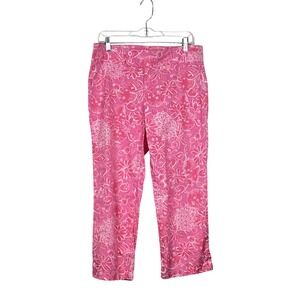 Lilly Pulitzer 10/12 Palm Beach Fit Stretch Capri Pants Floral Pink FITS LIKE 10